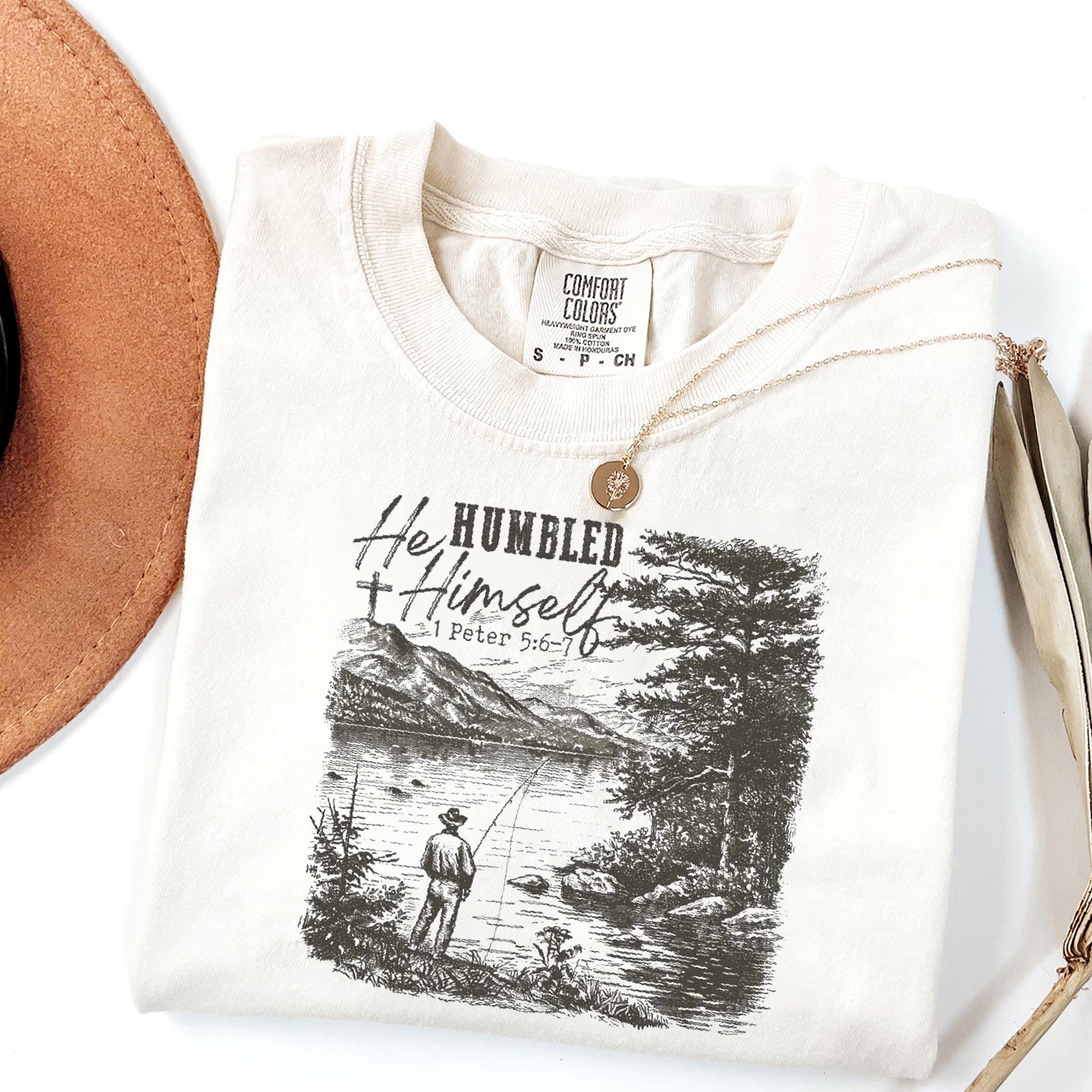 Christian Dad Comfort Colors Shirt, Father's Day T-shirt, He Humbled Himself Hoodie, Jesus Bible Verse Sweatshirt, Fishing Dad Tee, Gift For Christian Dad